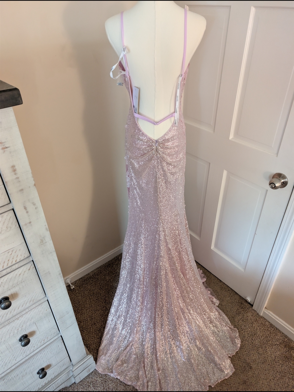 NWT Jovani 37648A Ice Pink Sequin & Rhinestone Lace Prom Evening Gown Dress 8 - Picture 4 of 9